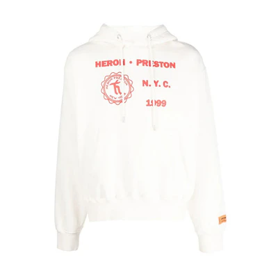 Heron Preston FW22 White Logo Graphic Print Hoodie Men HMBB024F22JER0050125