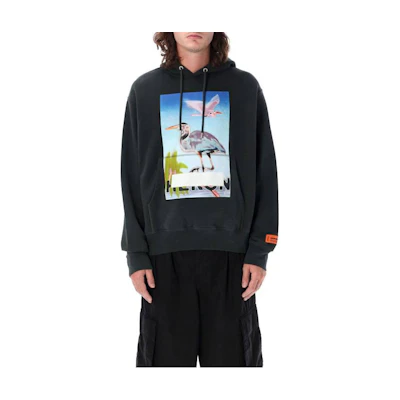 Heron Preston FW23 Animal Print Hoodie Black Pullover Sweatshirt HMBB024F23JER0031037