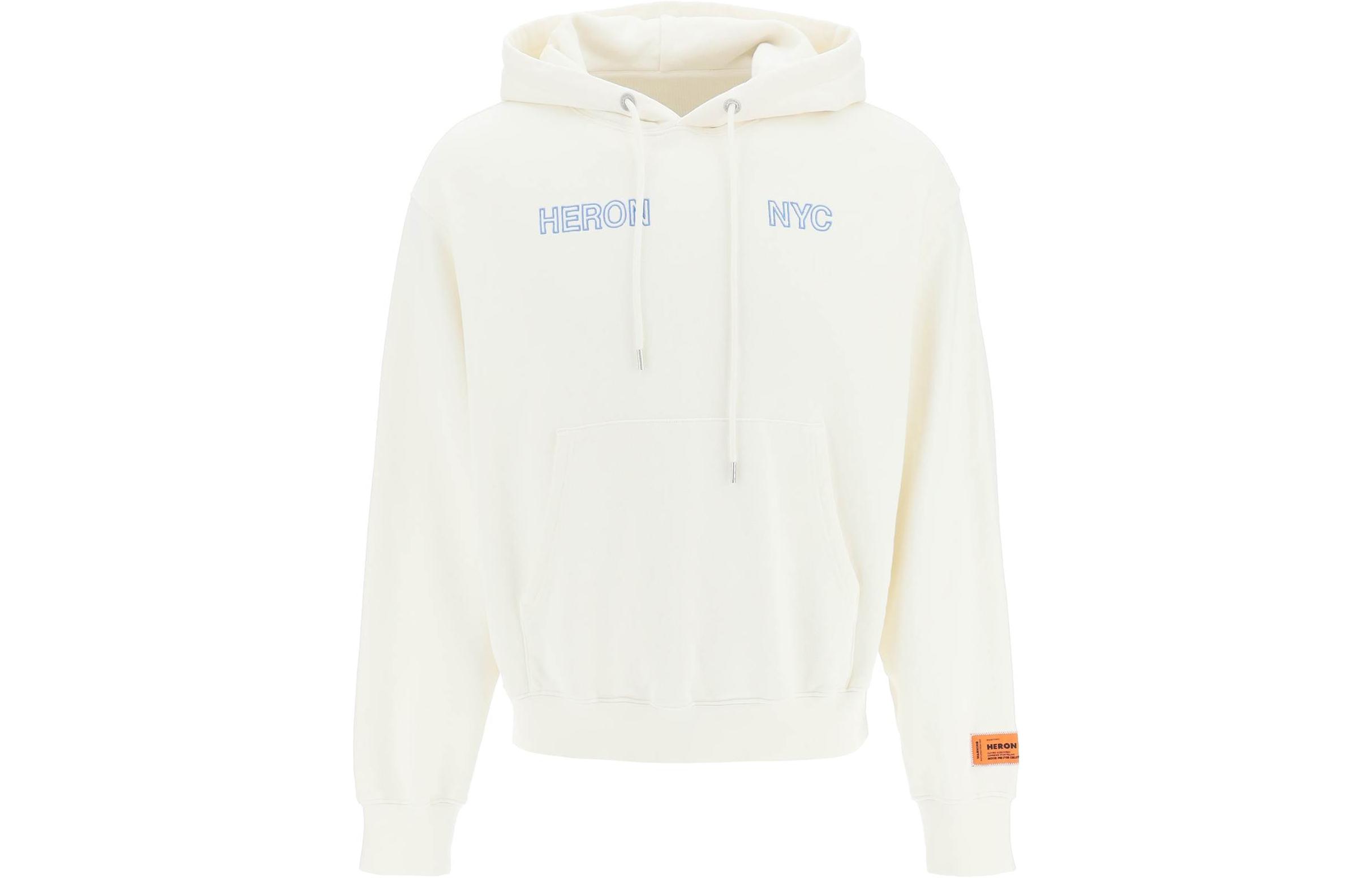 Heron Preston FW23 Letter Print Drawstring Hoodie Unisex White 222739UFE000000140