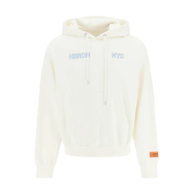 Heron Preston FW23 Letter Print Drawstring Hoodie Unisex White 222739UFE000000140