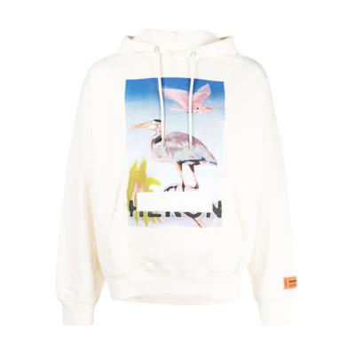 Heron Preston Graphic Print Drawstring Hoodie White () HMBB024F23JER0030437