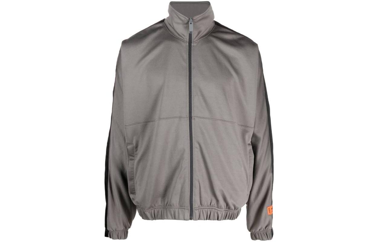 Heron Preston Gray Zip-Up High Collar Jacket with Letter Print () HMBD006S23JER0010900