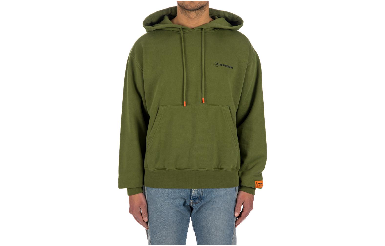 Heron Preston Green Cotton Hoodie with Logo Design HMBB017S22JER0095510