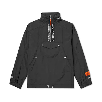 Heron Preston Half-Zip Jacket with Logo Print Patch Black HMEB002S186370081001