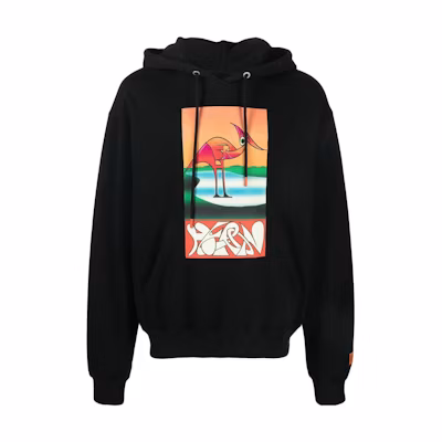 Heron Preston Heron Print Black Hoodie Casual Sweatshirt HMBB017S22JER0061020