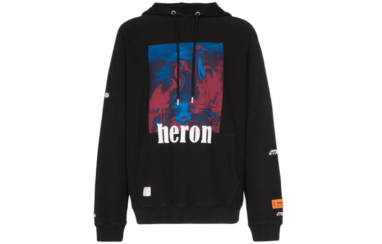 Order Heron Preston 黑色黑鷺印花連帽衫 男女通用 HMBB001S197570381088