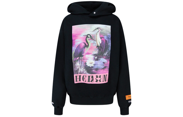 Heron Preston Heron Print Pullover Hoodie Unisex - Black HWBB016E20JER0011030