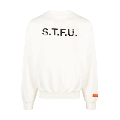 Heron Preston Ivory White Letter Logo Crewneck Long Sleeve Sweater HMBA020F23JER0050432
