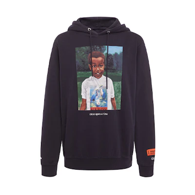 Heron Preston Kids Portrait Print Hoodie Black HMBB007S208960191088