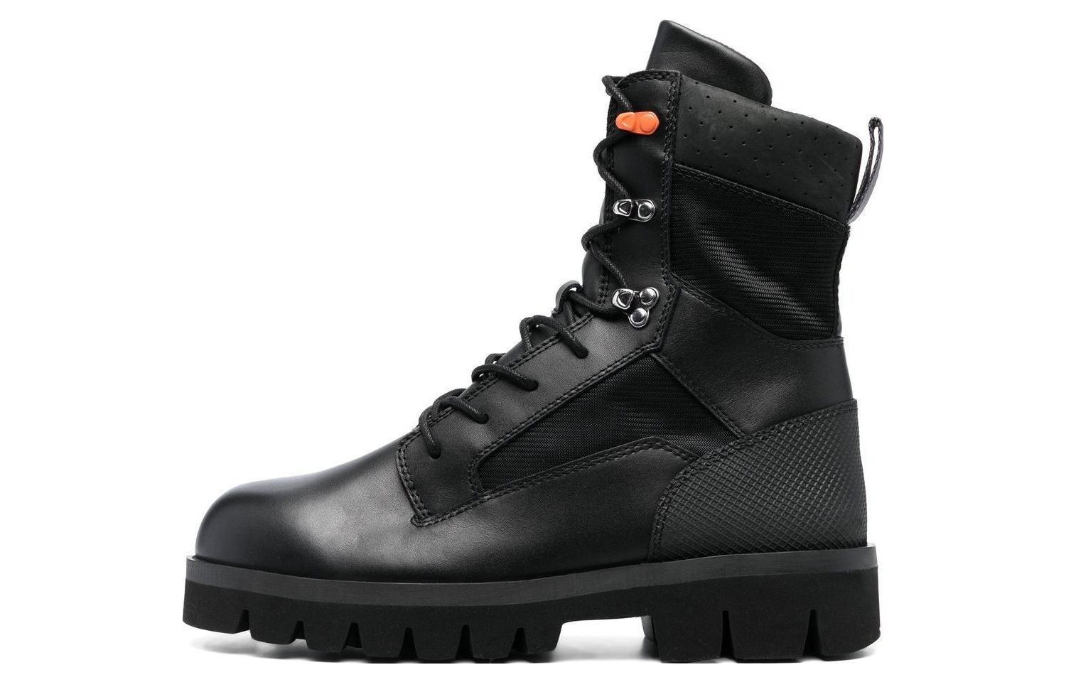 Heron Preston Lace-Up Leather Boots 'Black' HMIE002F22LEA0011010