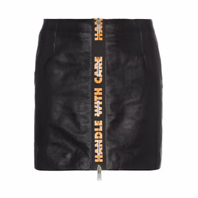HERON PRESTON Leather Zip Mini Skirt Black HWCC001E186720021019