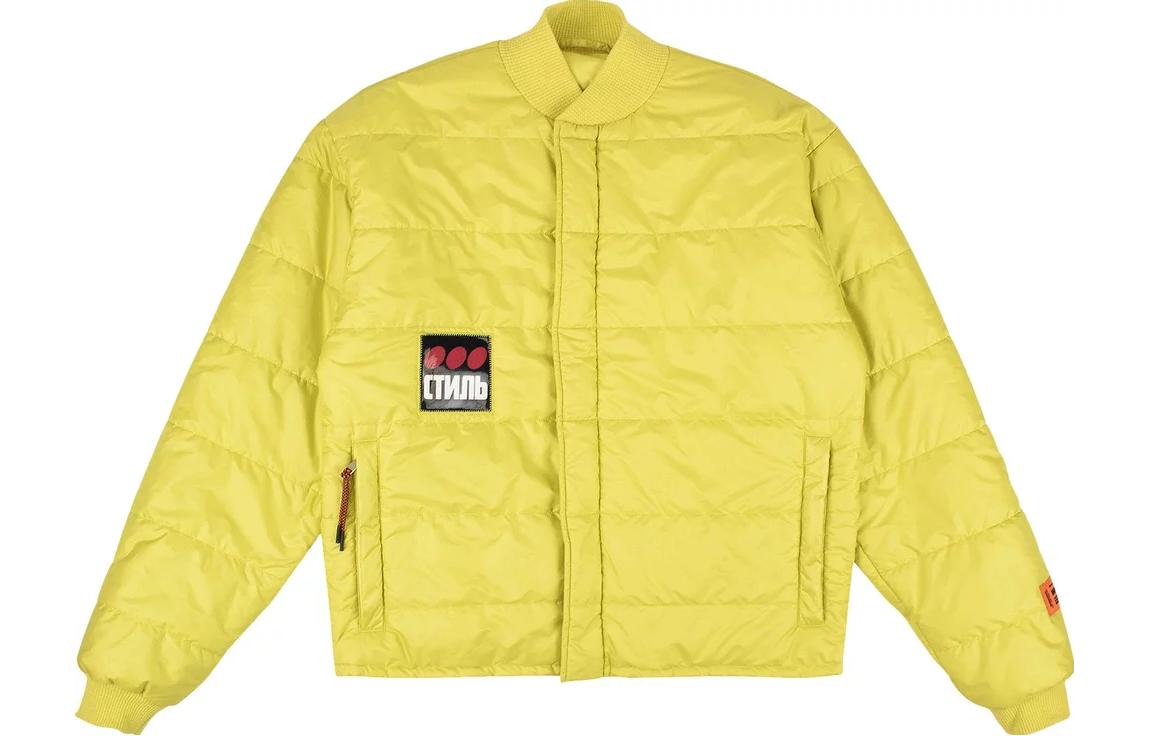 Heron Preston Lemon Green Bomber Jacket - Long Sleeve Zipper Style HMED004F197860041588