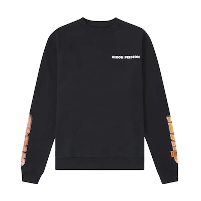 Heron Preston Letter Print Crewneck Long Sleeve Sweatshirt Black () HMBA002S186010531088