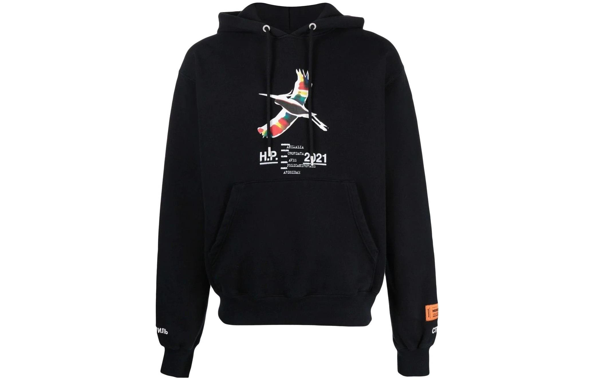 Heron Preston Letter Print Hoodie Black () HMBB017S21JER0041001