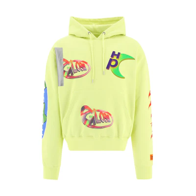 Heron Preston Letter Print Yellow Pullover Hoodie Mens Casual HMBB017S22JER0031545