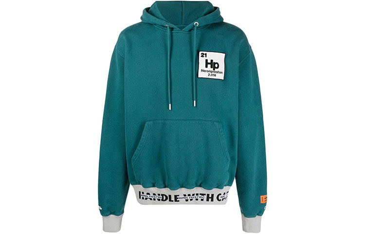 Heron Preston Logo Green Long Sleeve Hoodie HMBB015R21JER0035709