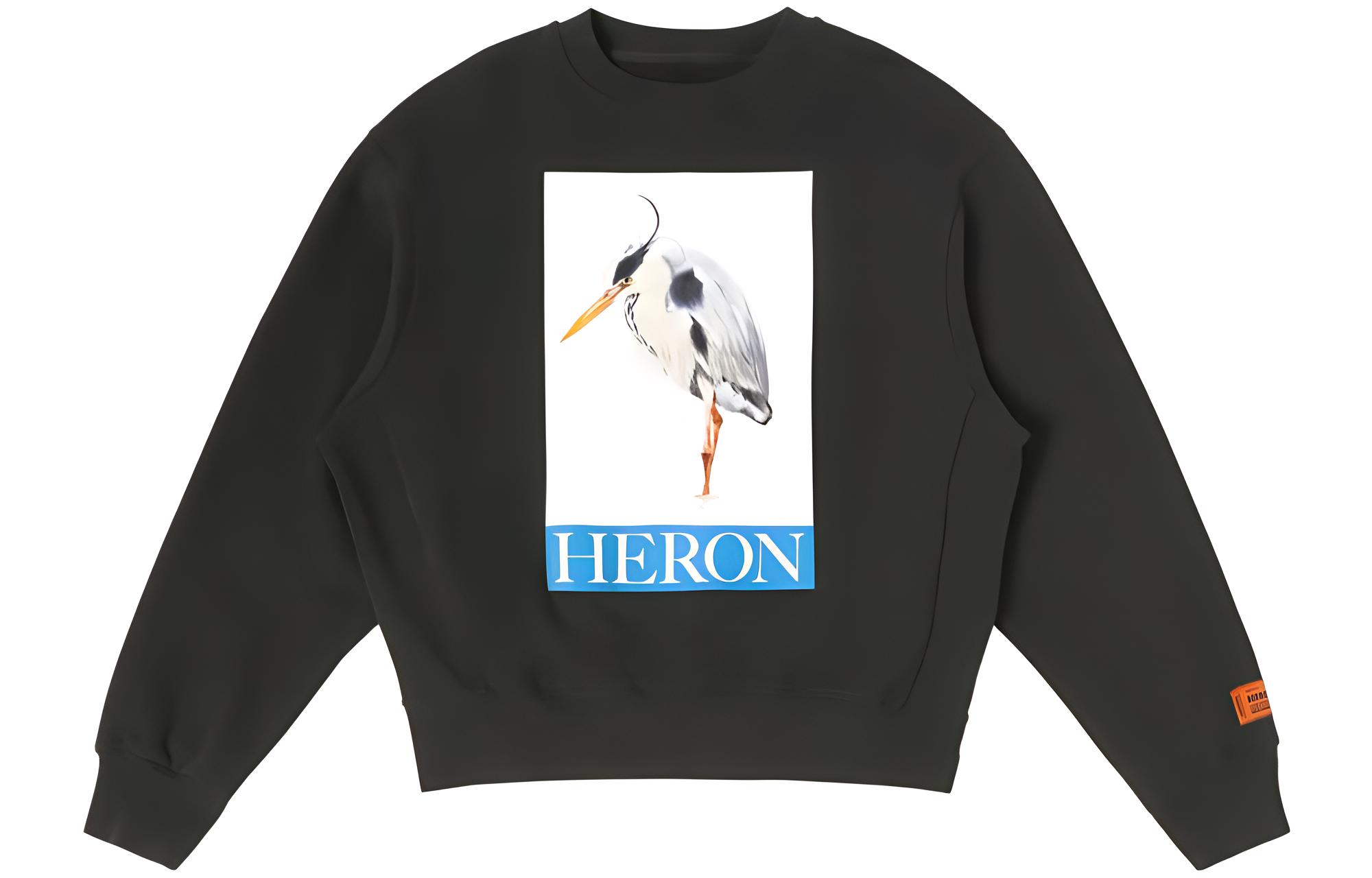 Heron Preston Logo Print Crewneck Long Sleeve Sweatshirt Black HMBA020F23JER0041046
