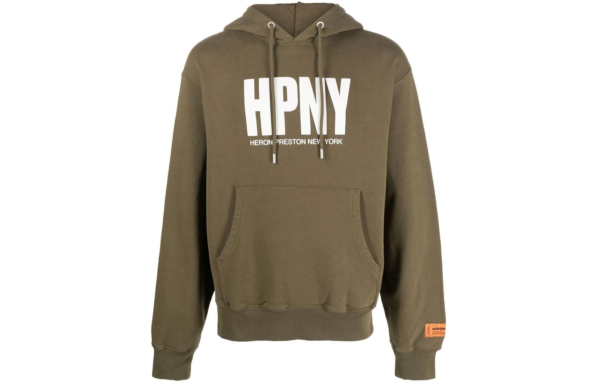 Heron Preston Logo Print Crewneck Sweatshirt Olive Green Mens HMBB024S23JER0035501