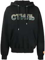 HERON PRESTON Logo Print Hoodie Black HMBB017S22JER0071055 HERON PRESTON Logo Print Hoodie Black HMBB017S22JER0071055