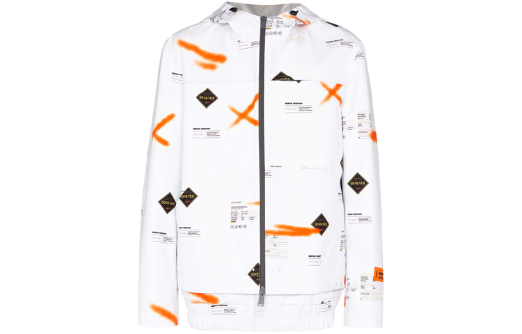 Heron Preston Logo Print White Hooded Jacket Long Sleeve HMEB004S208740070100