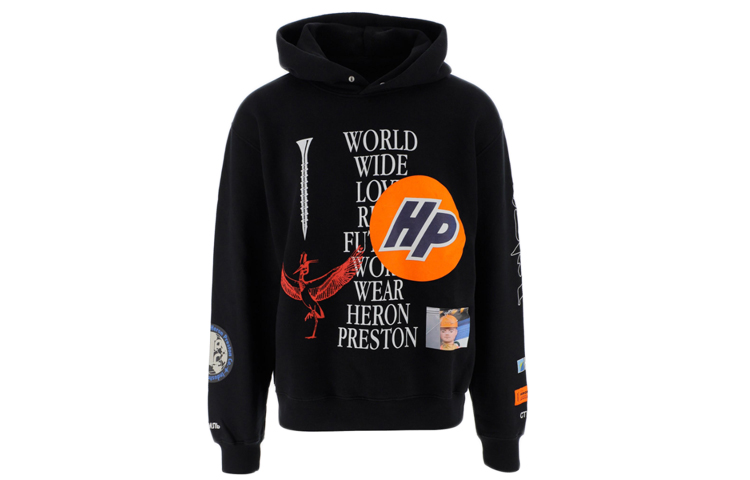 Heron Preston Logo Printed Black Hoodie for Men HMBB011F20JER0011001