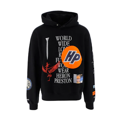 Heron Preston Logo Printed Black Hoodie for Men HMBB011F20JER0011001