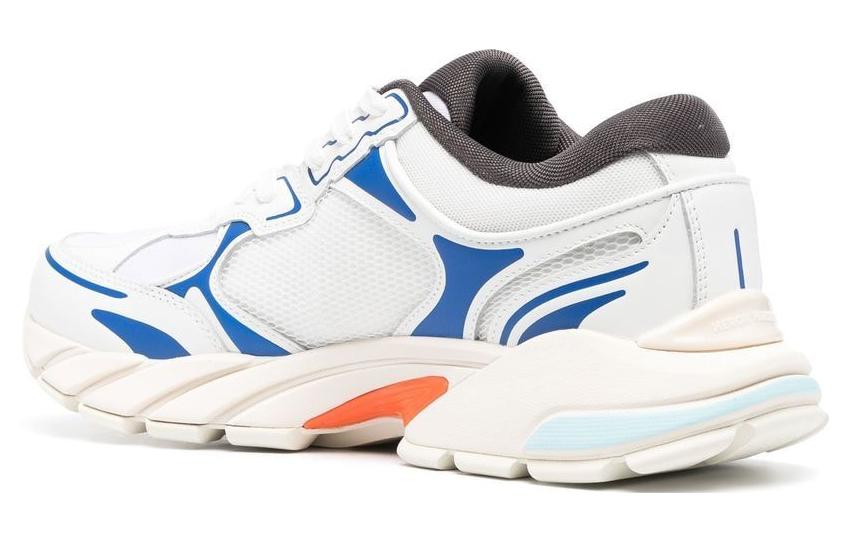 Shop HERON PRESTON 織物皮革 綁帶圓頭 低筒 運動休閒鞋 男款 白藍色