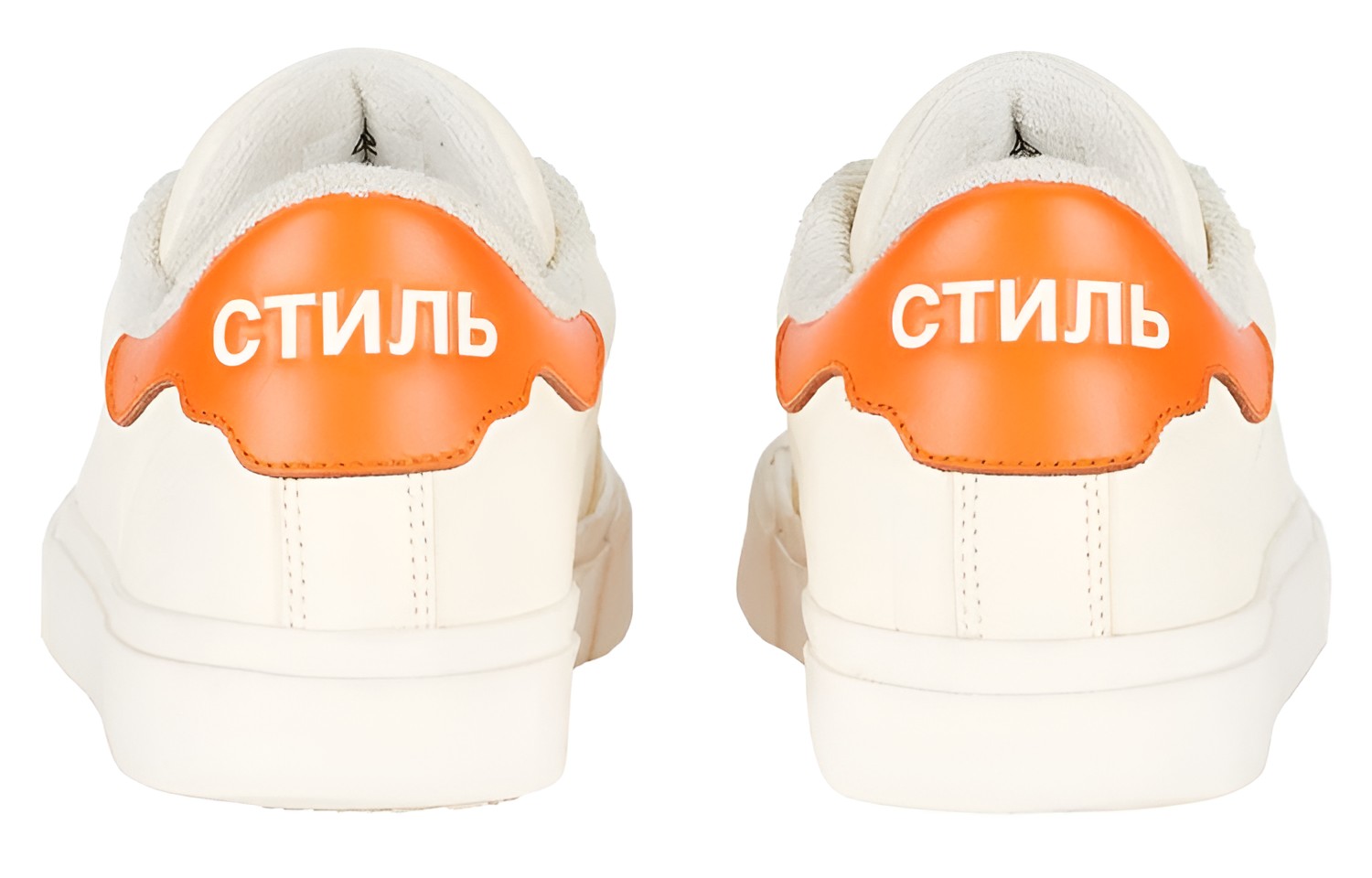 Shop 赫伦·普雷斯顿低帮皮革运动鞋“白橙” HMIA017S22LEA0010120