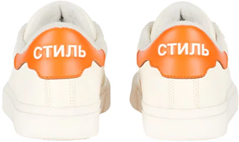 Shop Heron Preston Low Top Kulit Sneaker 'Putih Oren' HMIA017S22LEA0010120