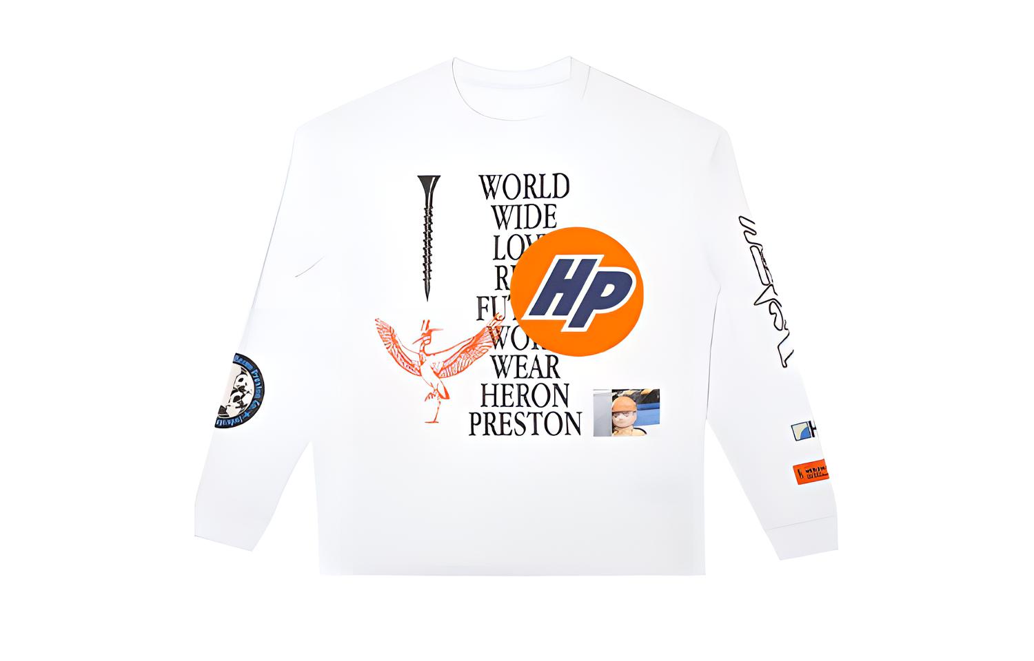 Heron Preston Multi-Logo Print Long-Sleeve Pullover Hoodie White () hmab015f20jer0020110