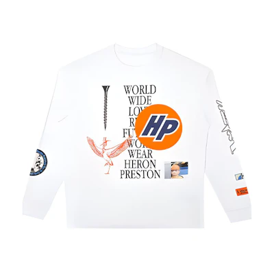Heron Preston Multi-Logo Print Long-Sleeve Pullover Hoodie White () hmab015f20jer0020110