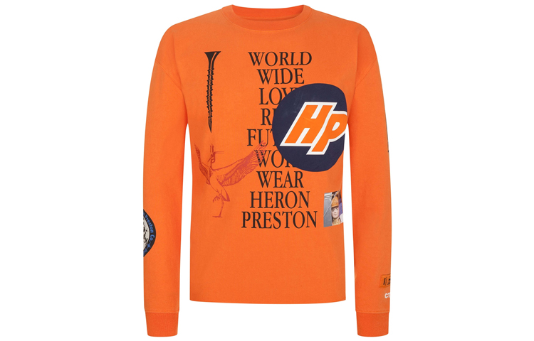 Heron Preston Multi-Logo Print Orange Pullover Sweatshirt () HMAB015F20JER0022210