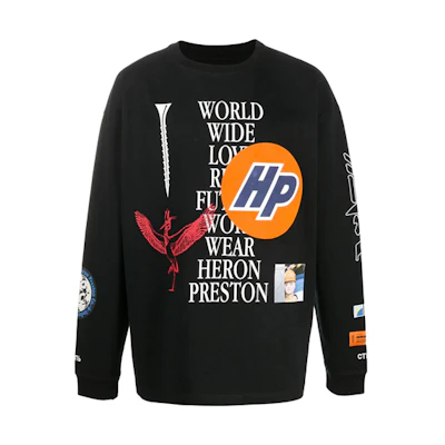 Heron Preston Multi-Logo Print Pullover Sweatshirt Black Long Sleeve HMAB015F20JER0021001