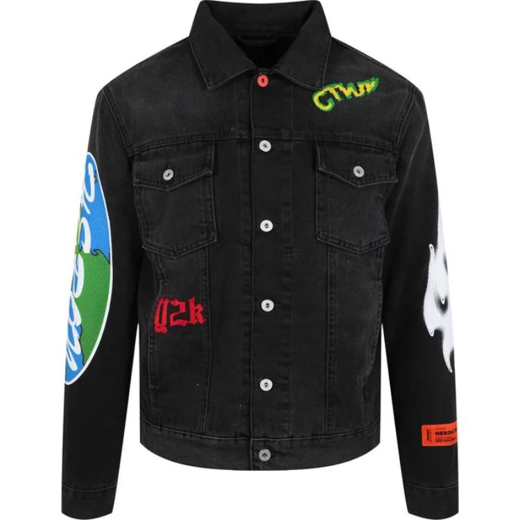 Heron Preston Multicolor Letter Print Button-Up Jacket Men’s Long Sleeve HMYE008S22DEN0041045