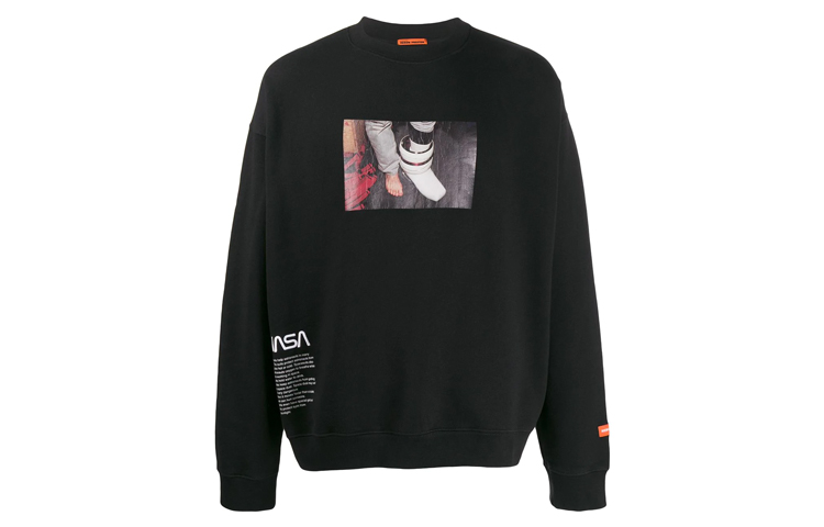 Order Sudadera Negra HERON PRESTON NASA para Hombre de Algodón con Gráfico HMBA003F198080191088