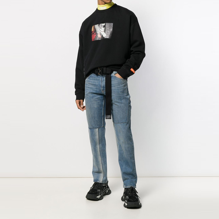 Lookbook Sudadera Negra HERON PRESTON NASA para Hombre de Algodón con Gráfico HMBA003F198080191088