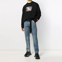 Lookbook HERON PRESTON NASA 圖案黑色棉質圓領長袖男士休閒衫 HMBA003F198080191088