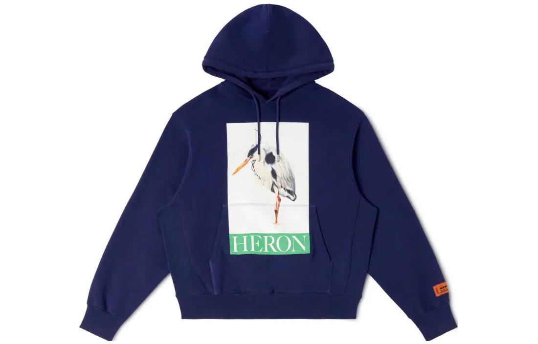 Heron Preston Navy Blue Graphic Hoodie for Men HMBB024F23JER0024655