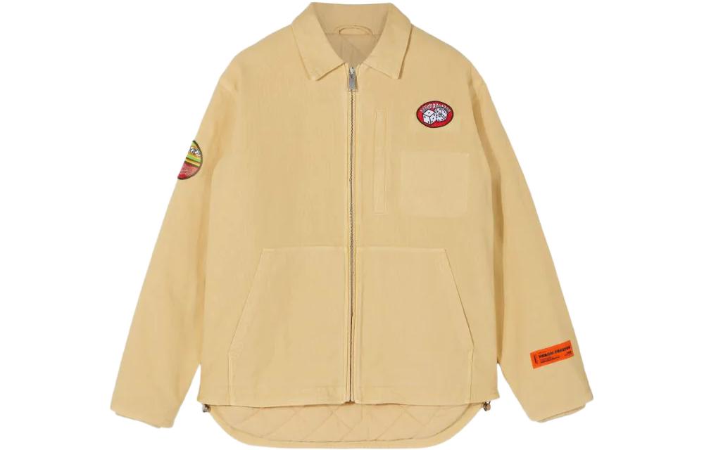 Heron Preston Patch Tape Canvas Zip Jacket Beige Fashion Outerwear HMEA062S22FAB0026100