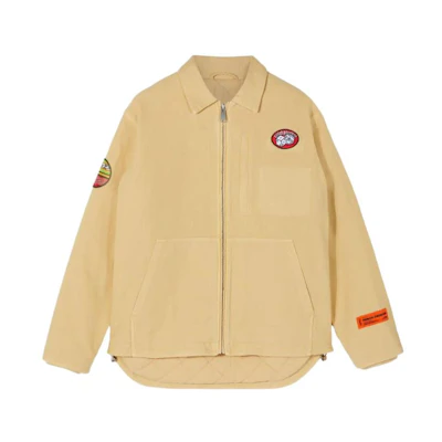 Heron Preston Patch Tape Canvas Zip Jacket Beige Fashion Outerwear HMEA062S22FAB0026100