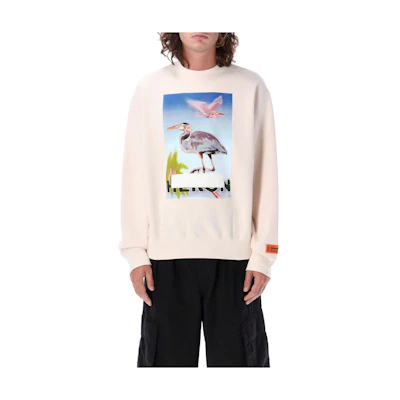 Heron Preston Pink Long Sleeve Crewneck Sweatshirt with Bird Graphic - Men HMBA020F23JER0033037