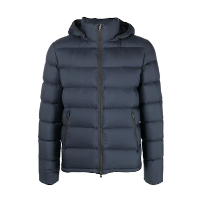 Heron Preston Quilted Zip-Up Hooded Puffer Jacket Blue () PI0766U124039200