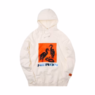 Heron Preston Raglan Herons Tape White Hoodie Unisex with Crane Print Design HMBB001f198080030288