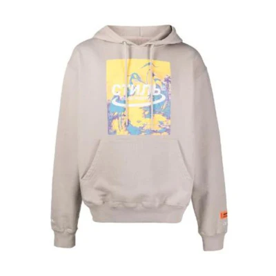 Heron Preston Solid Color Graphic Hoodie Brown Long Sleeve Pullover HMBB015R21JER0016116