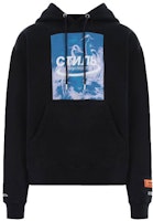 HERON PRESTON SS21 Black Logo Print Drawstring Hoodie HMBB015R21JER0011049 HERON PRESTON SS21 Black Logo Print Drawstring Hoodie HMBB015R21JER0011049