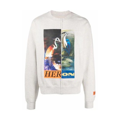 Heron Preston SS21 Graphic Print Long Sleeve Sweatshirt Grey Menswear HMBA018F21JER0020822