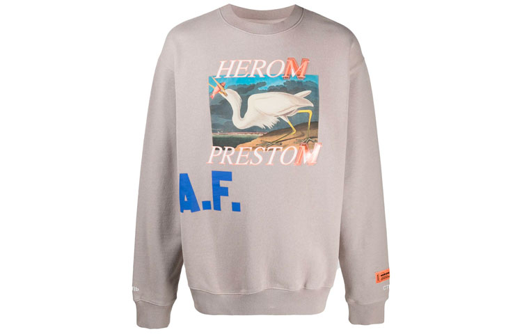 Order Heron Preston SS21 男款駝色長袖圖案印花休閒衫 HMBA014R21JER0036145