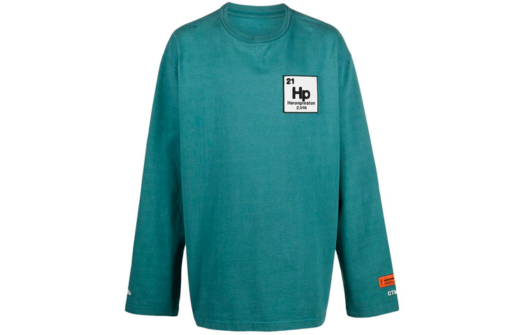 Heron Preston SS21 Green Logo Patch Long Sleeve Sweatshirt HMAB016R21JER0015749