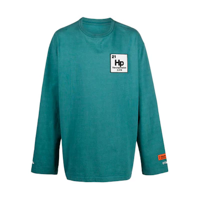 Heron Preston SS21 Green Logo Patch Long Sleeve Sweatshirt HMAB016R21JER0015749