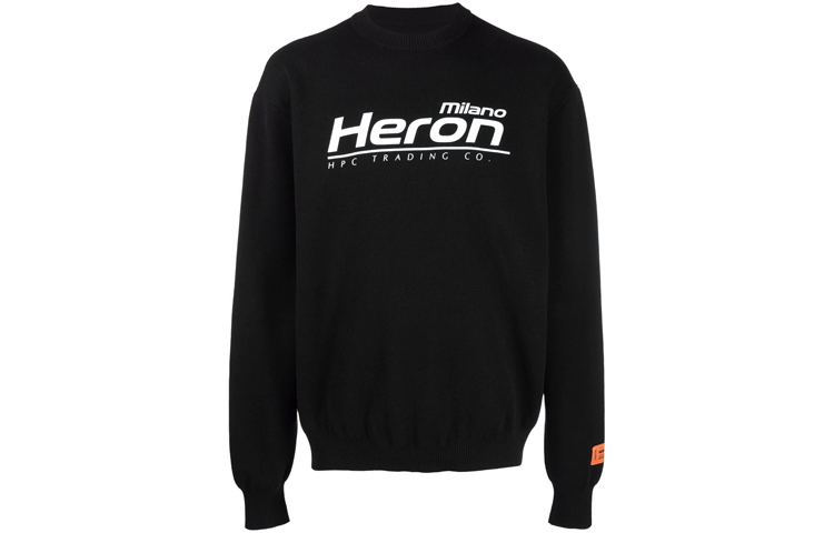 Heron Preston SS21 Logo Crewneck Long Sleeve Sweatshirt Black () HMHE006F21KNI0021001